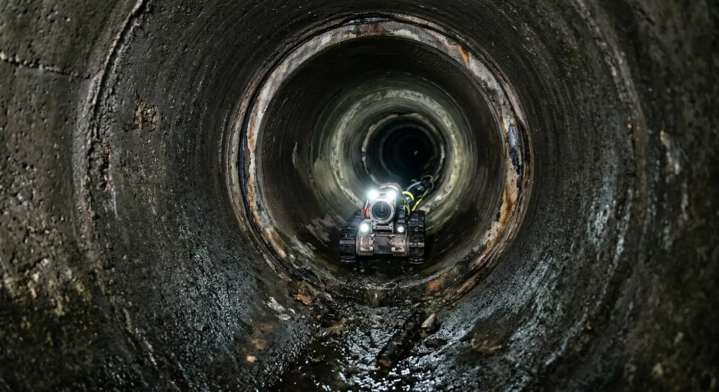 Robotic sewer camera inspecting pipe interior for Sewer Line Cleaning in Helena Valley West Central